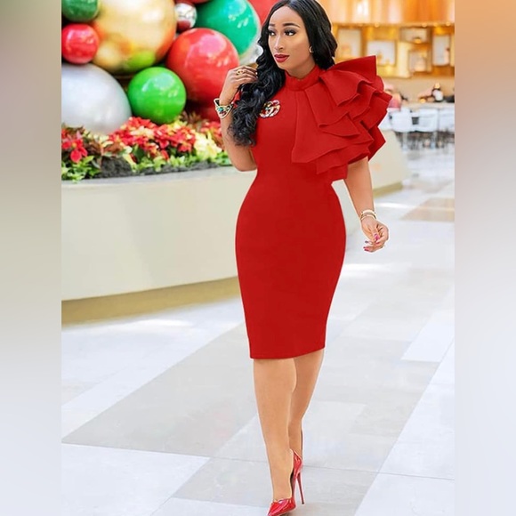 Passion of Essence Dresses & Skirts - Passion Elegant Cocktail Bodycon Ruffle Sleeveless Formal Mini Pencil Dress